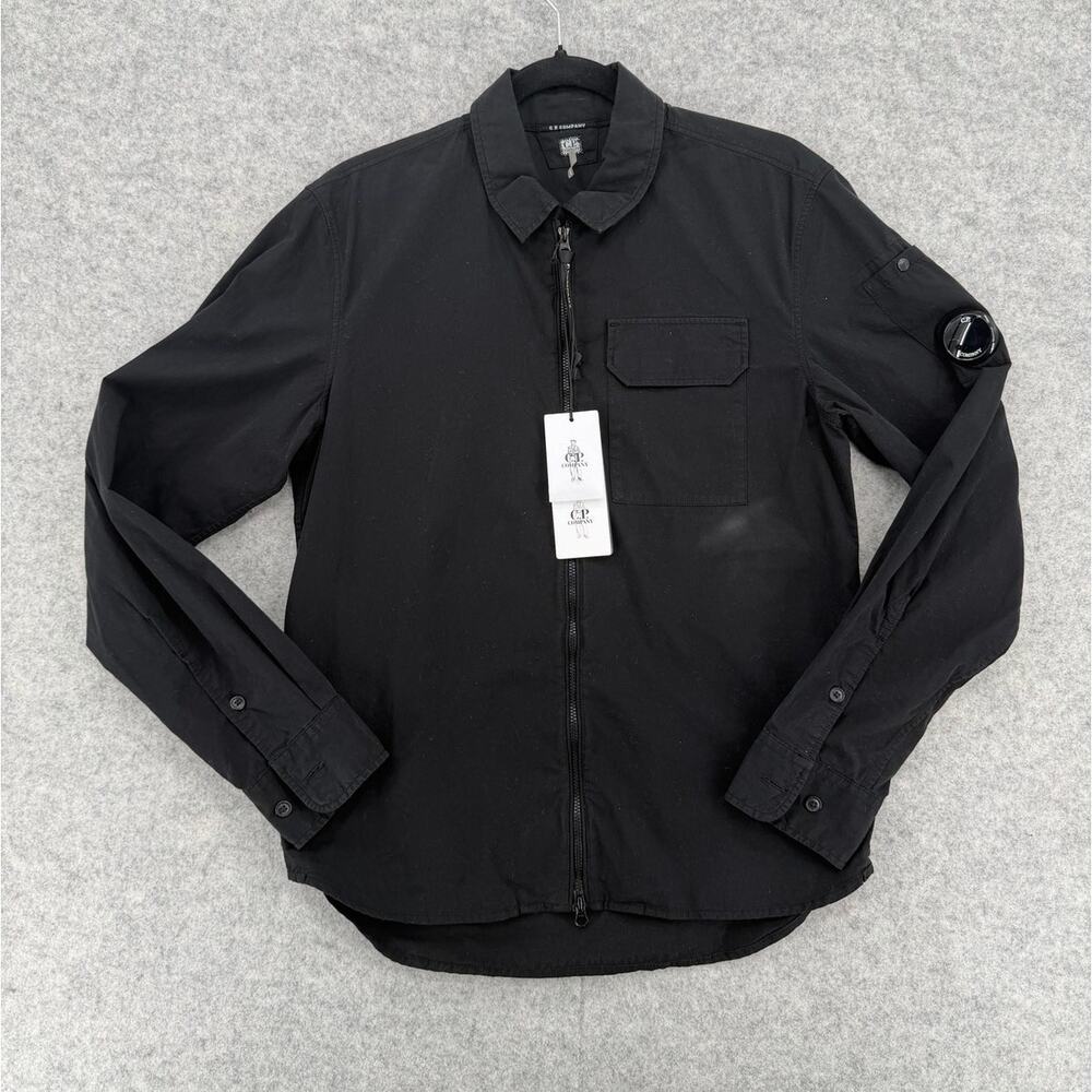 NEW C.P. Company Black Gabardine Zipped Overshirt Size Small